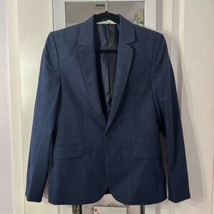 Boys navy blue textured weave sportcoat